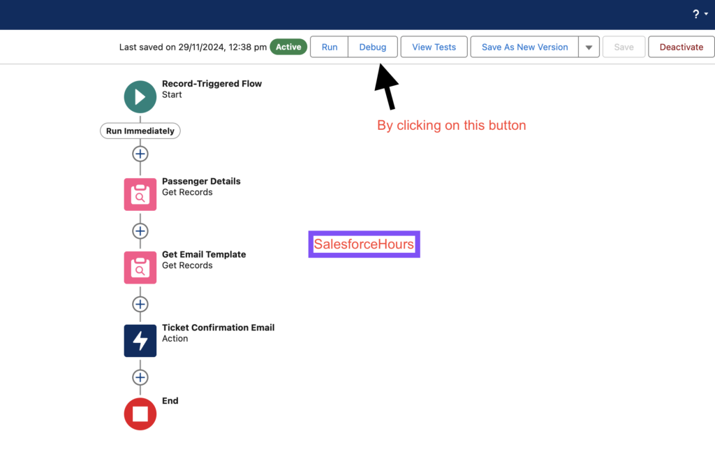 Flow Debug with Debug button